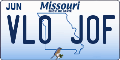 MO license plate VL0J0F