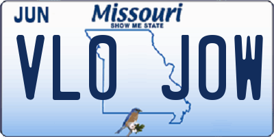 MO license plate VL0J0W