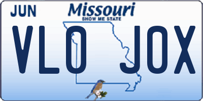 MO license plate VL0J0X