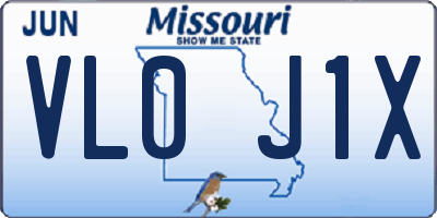 MO license plate VL0J1X