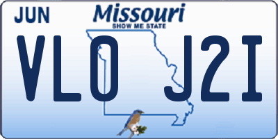 MO license plate VL0J2I