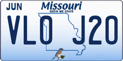 MO license plate VL0J2O