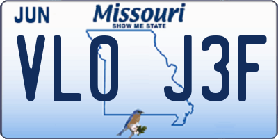 MO license plate VL0J3F