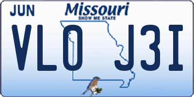 MO license plate VL0J3I