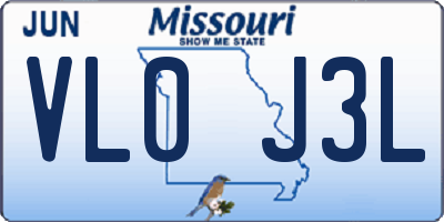 MO license plate VL0J3L