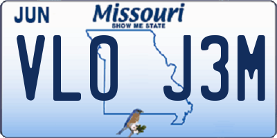 MO license plate VL0J3M