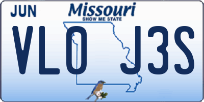 MO license plate VL0J3S