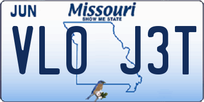 MO license plate VL0J3T