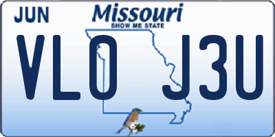 MO license plate VL0J3U