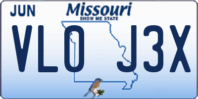MO license plate VL0J3X