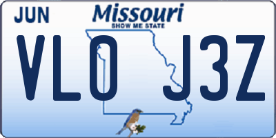MO license plate VL0J3Z
