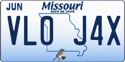 MO license plate VL0J4X