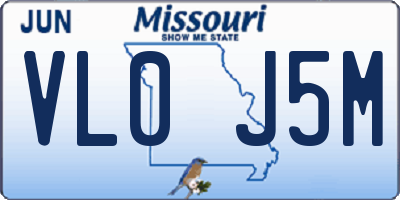MO license plate VL0J5M