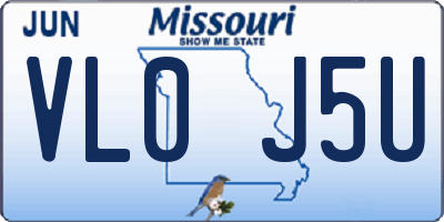 MO license plate VL0J5U