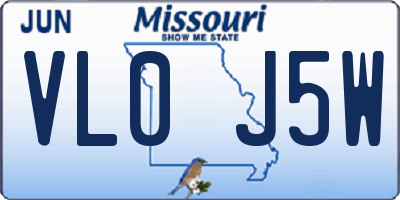 MO license plate VL0J5W