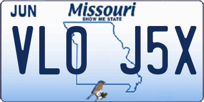 MO license plate VL0J5X