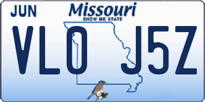 MO license plate VL0J5Z
