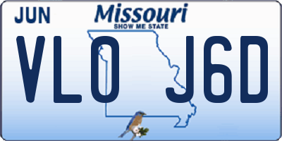 MO license plate VL0J6D