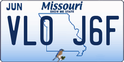 MO license plate VL0J6F