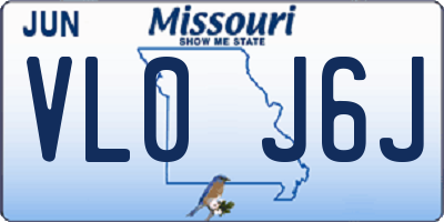 MO license plate VL0J6J