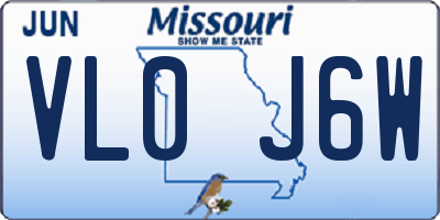 MO license plate VL0J6W