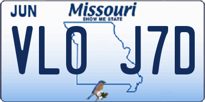 MO license plate VL0J7D