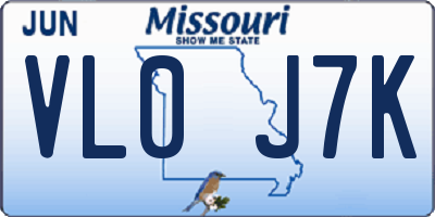 MO license plate VL0J7K