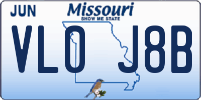 MO license plate VL0J8B