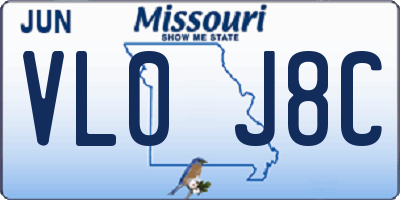 MO license plate VL0J8C