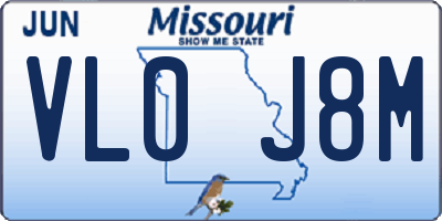 MO license plate VL0J8M