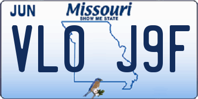 MO license plate VL0J9F