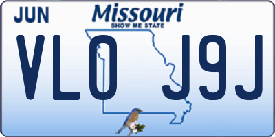 MO license plate VL0J9J