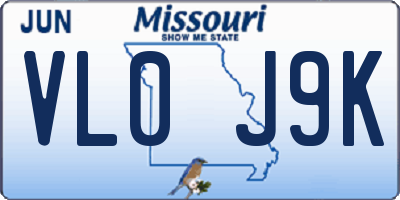 MO license plate VL0J9K