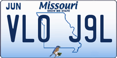 MO license plate VL0J9L