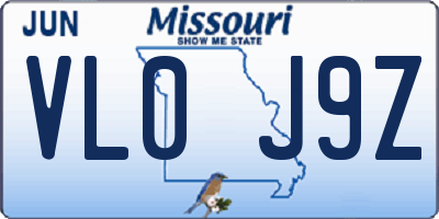 MO license plate VL0J9Z