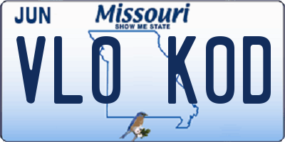 MO license plate VL0K0D