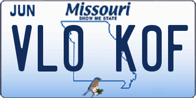 MO license plate VL0K0F
