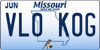 MO license plate VL0K0G