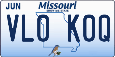 MO license plate VL0K0Q