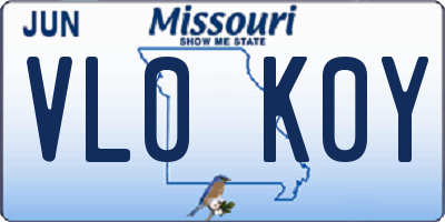 MO license plate VL0K0Y