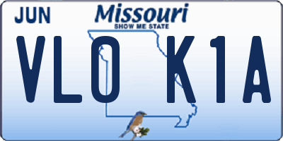 MO license plate VL0K1A