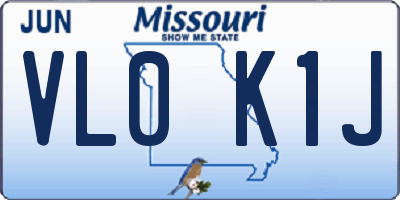 MO license plate VL0K1J