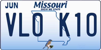 MO license plate VL0K1O