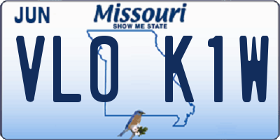 MO license plate VL0K1W