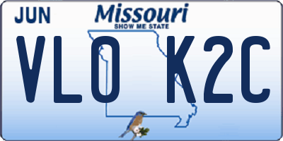 MO license plate VL0K2C
