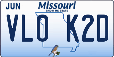 MO license plate VL0K2D