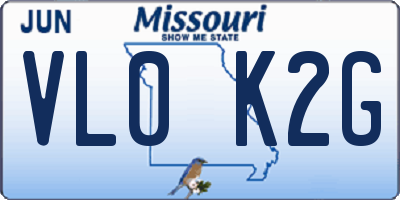 MO license plate VL0K2G