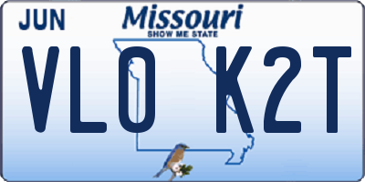 MO license plate VL0K2T