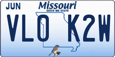 MO license plate VL0K2W