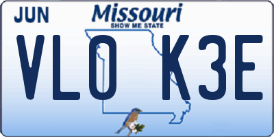 MO license plate VL0K3E